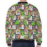 Exotic Tropical Giraffe Pattern Print Zip Sleeve Bomber Jacket