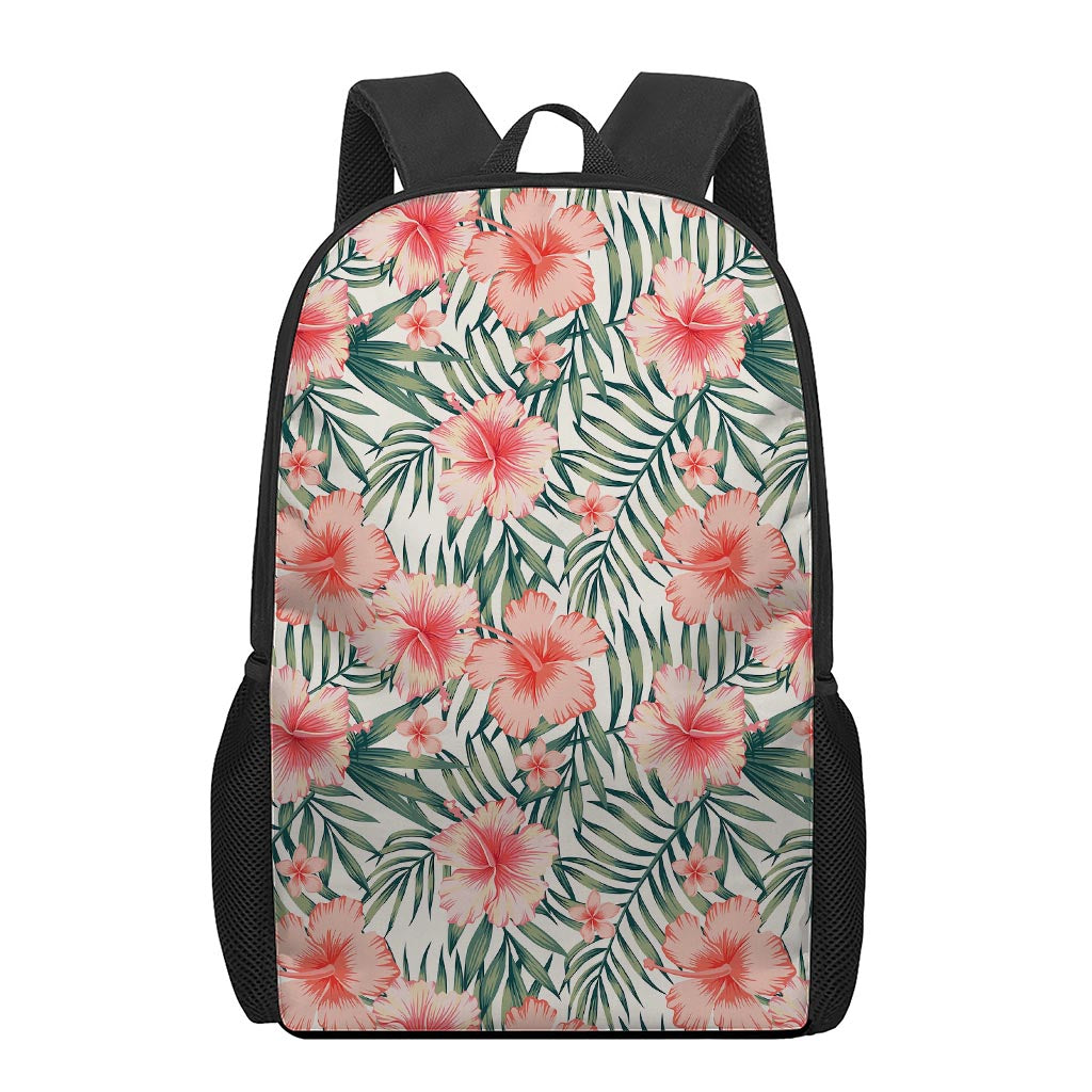 Exotic Tropical Hibiscus Pattern Print 17 Inch Backpack