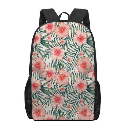 Exotic Tropical Hibiscus Pattern Print 17 Inch Backpack