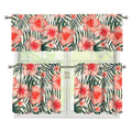 Exotic Tropical Hibiscus Pattern Print 3 Piece Kitchen Curtains