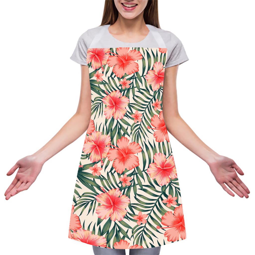 Exotic Tropical Hibiscus Pattern Print Adjustable Apron