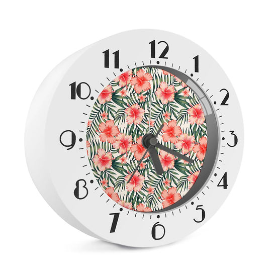 Exotic Tropical Hibiscus Pattern Print Alarm Clock