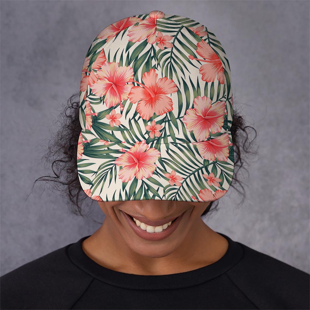 Exotic Tropical Hibiscus Pattern Print Baseball Cap