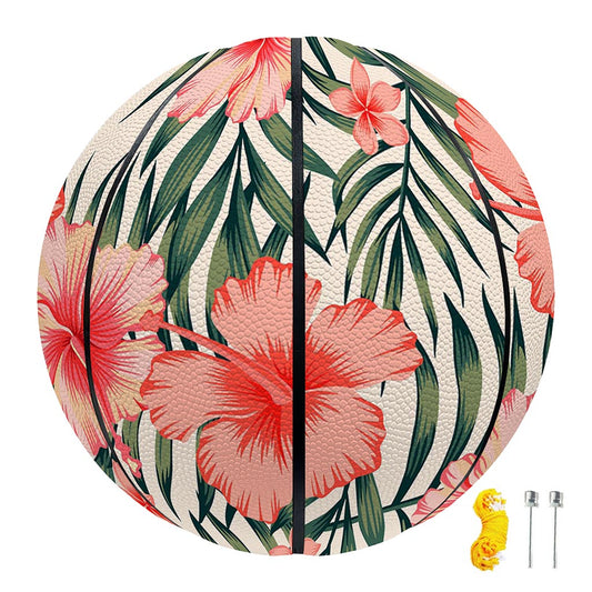 Exotic Tropical Hibiscus Pattern Print Basketball
