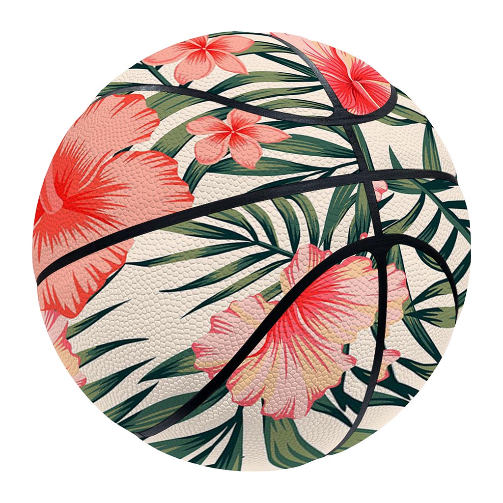Exotic Tropical Hibiscus Pattern Print Basketball