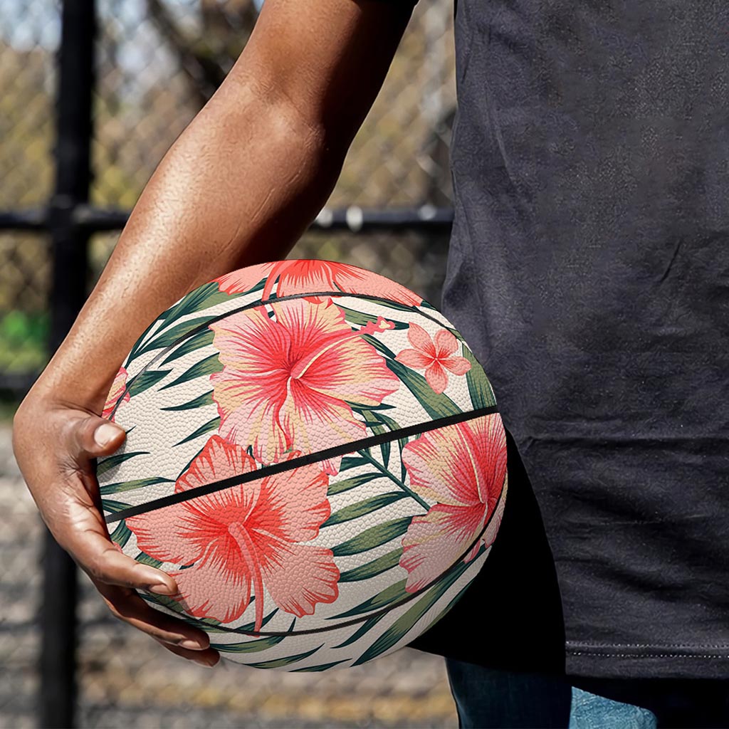 Exotic Tropical Hibiscus Pattern Print Basketball