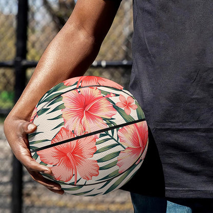 Exotic Tropical Hibiscus Pattern Print Basketball