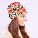 Exotic Tropical Hibiscus Pattern Print Beanie