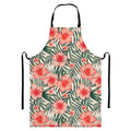Exotic Tropical Hibiscus Pattern Print Bib Apron With Pocket