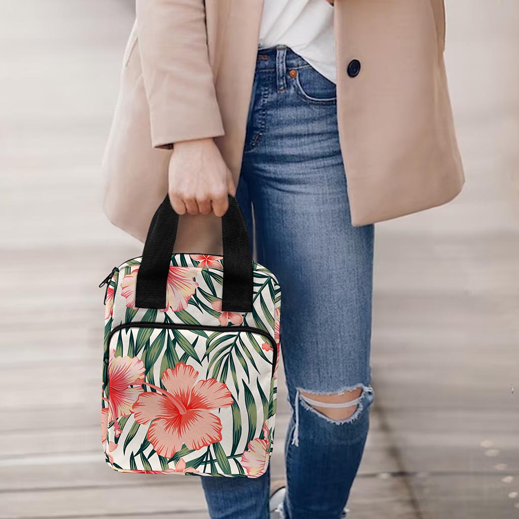 Exotic Tropical Hibiscus Pattern Print Bible Tote Bag