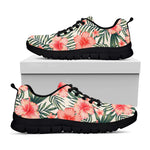 Exotic Tropical Hibiscus Pattern Print Black Running Shoes