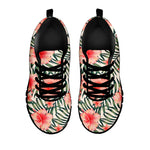 Exotic Tropical Hibiscus Pattern Print Black Running Shoes