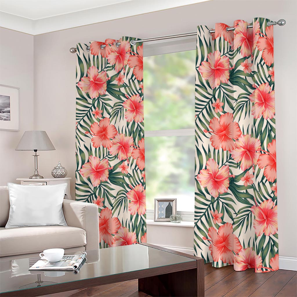 Exotic Tropical Hibiscus Pattern Print Blackout Grommet Curtains