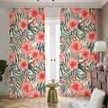 Exotic Tropical Hibiscus Pattern Print Dimout Pencil Pleat Curtains