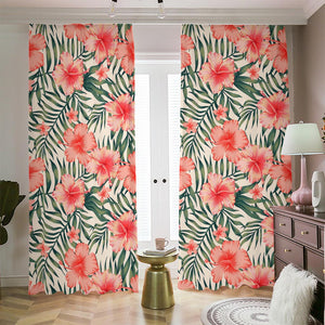 Exotic Tropical Hibiscus Pattern Print Blackout Pencil Pleat Curtains