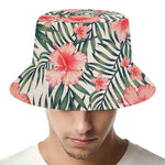 Exotic Tropical Hibiscus Pattern Print Bucket Hat