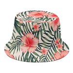 Exotic Tropical Hibiscus Pattern Print Bucket Hat