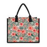 Exotic Tropical Hibiscus Pattern Print Canvas Tote Bag