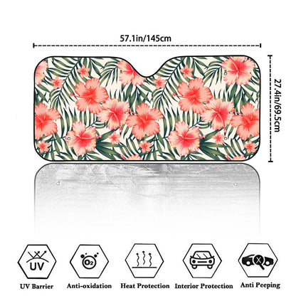 Exotic Tropical Hibiscus Pattern Print Car Windshield Sun Shade