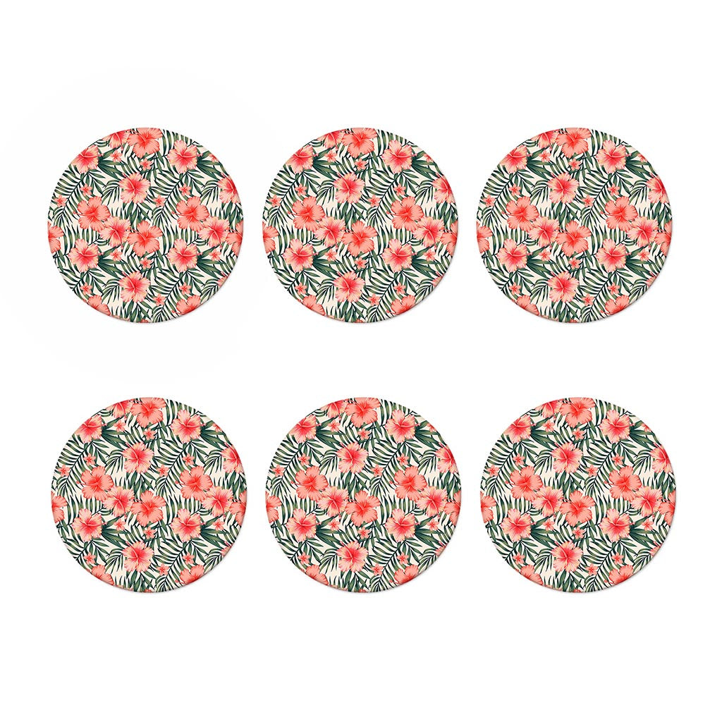 Exotic Tropical Hibiscus Pattern Print Coaster Set