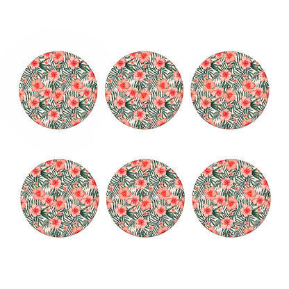 Exotic Tropical Hibiscus Pattern Print Coaster Set
