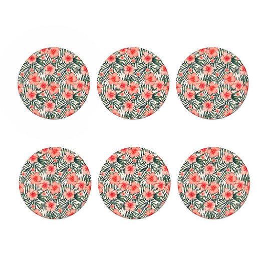Exotic Tropical Hibiscus Pattern Print Coaster Set
