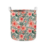 Exotic Tropical Hibiscus Pattern Print Collapsible Laundry Basket