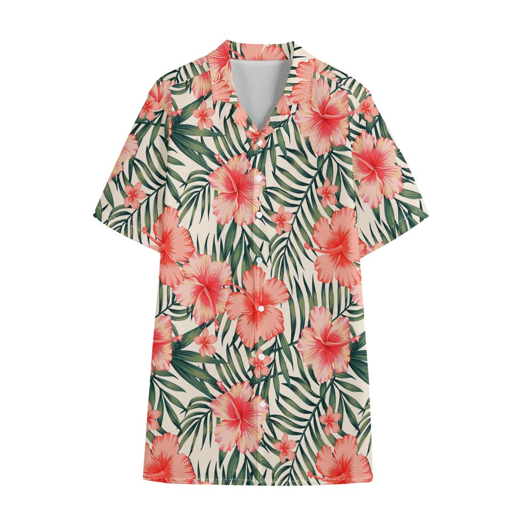 Exotic Tropical Hibiscus Pattern Print Cotton Hawaiian Shirt