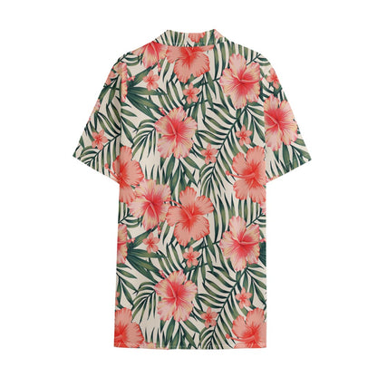 Exotic Tropical Hibiscus Pattern Print Cotton Hawaiian Shirt