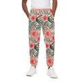 Exotic Tropical Hibiscus Pattern Print Cotton Sweatpants