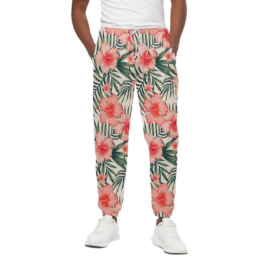 Exotic Tropical Hibiscus Pattern Print Cotton Pants