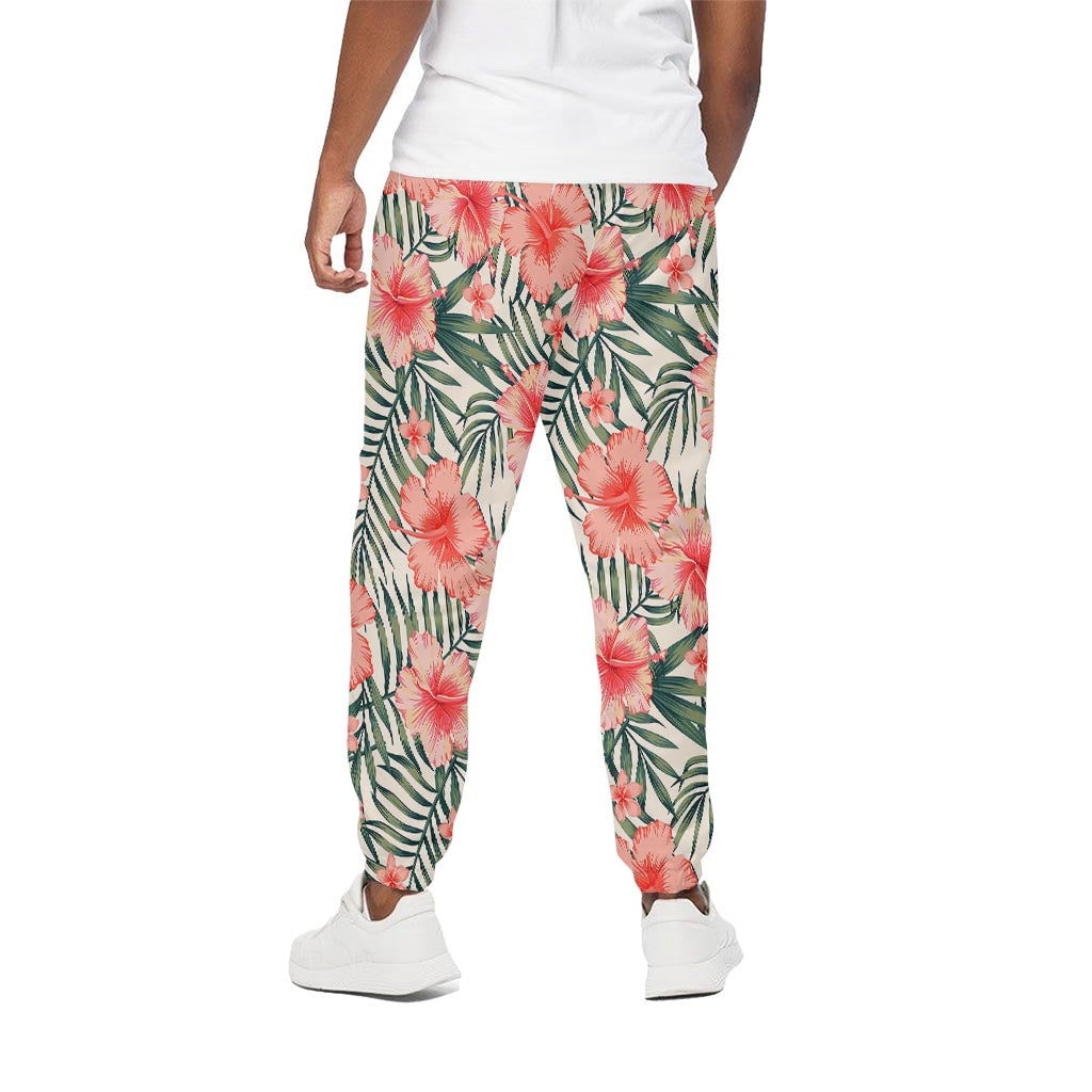 Exotic Tropical Hibiscus Pattern Print Cotton Pants