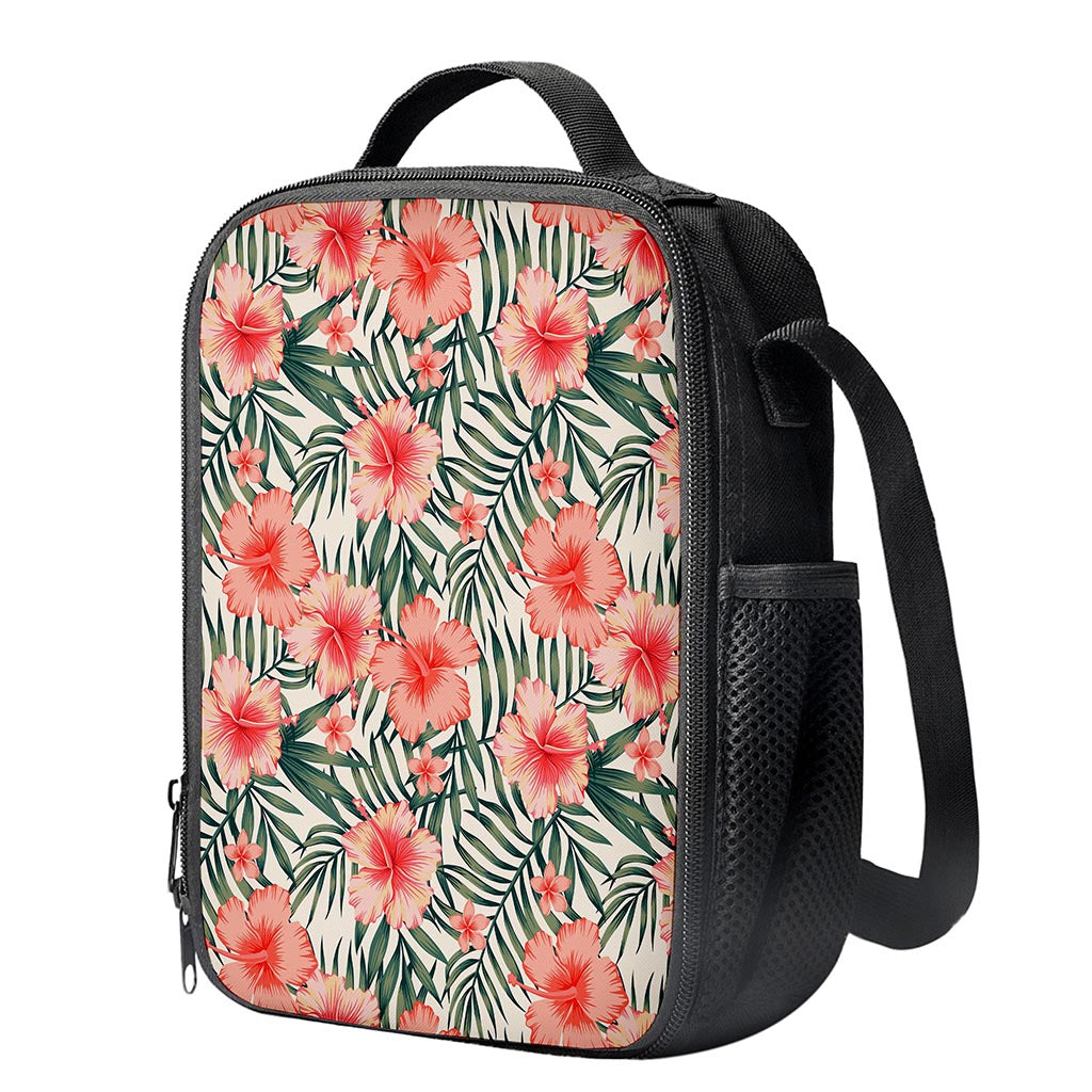 Exotic Tropical Hibiscus Pattern Print Crossbody Lunch Bag