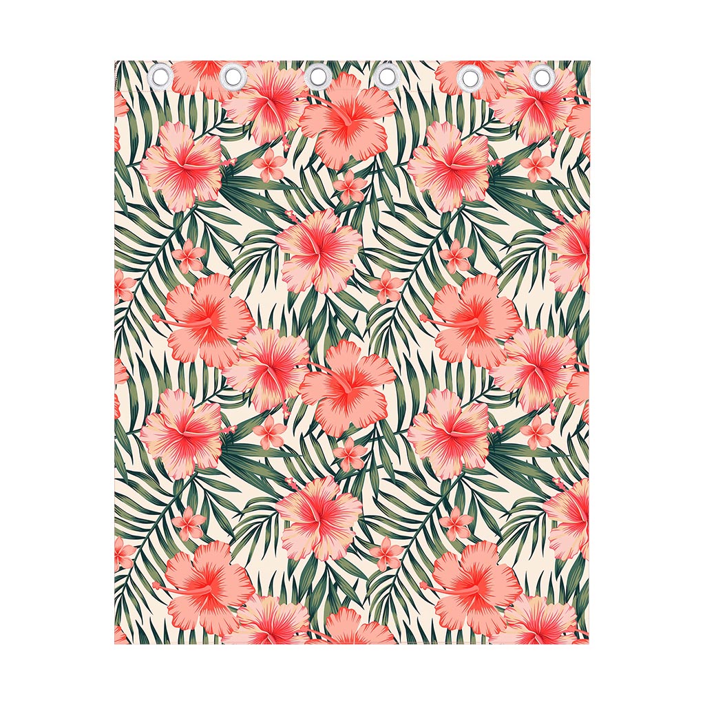 Exotic Tropical Hibiscus Pattern Print Curtain