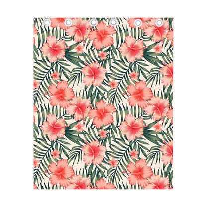 Exotic Tropical Hibiscus Pattern Print Curtain
