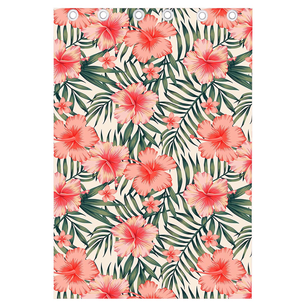 Exotic Tropical Hibiscus Pattern Print Curtain
