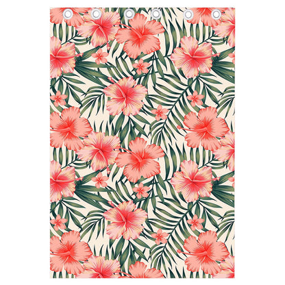 Exotic Tropical Hibiscus Pattern Print Curtain