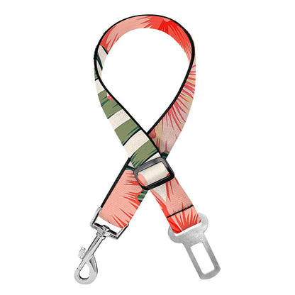 Exotic Tropical Hibiscus Pattern Print Dog Seat Belt
