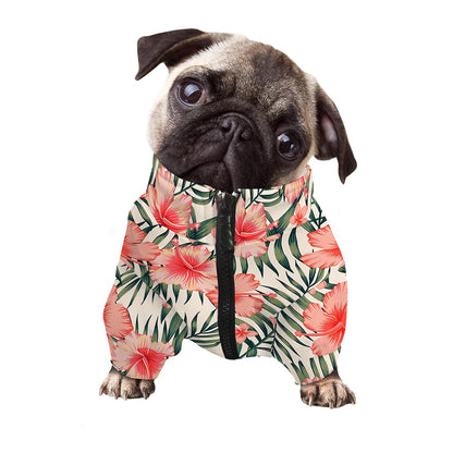 Exotic Tropical Hibiscus Pattern Print Dog Zip Up Jacket