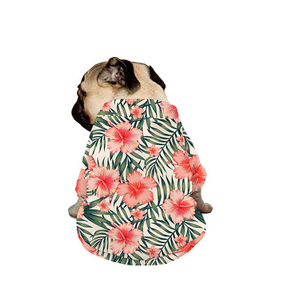 Exotic Tropical Hibiscus Pattern Print Dog Zip Up Jacket