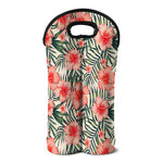 Exotic Tropical Hibiscus Pattern Print Double Neoprene Wine Tote