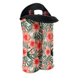 Exotic Tropical Hibiscus Pattern Print Double Neoprene Wine Tote