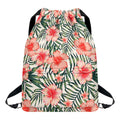 Exotic Tropical Hibiscus Pattern Print Drawstring Backpack