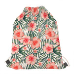 Exotic Tropical Hibiscus Pattern Print Drawstring Bag