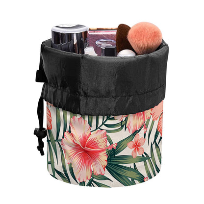 Exotic Tropical Hibiscus Pattern Print Drawstring Makeup Bag