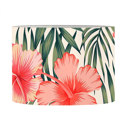 Exotic Tropical Hibiscus Pattern Print Drum Lamp Shade