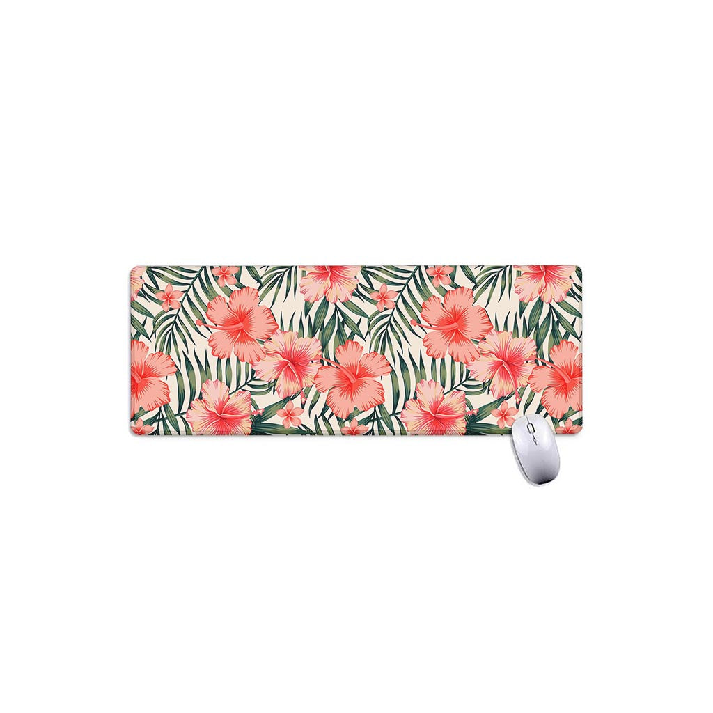 Exotic Tropical Hibiscus Pattern Print Extended Mouse Pad