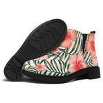 Exotic Tropical Hibiscus Pattern Print Flat Ankle Boots