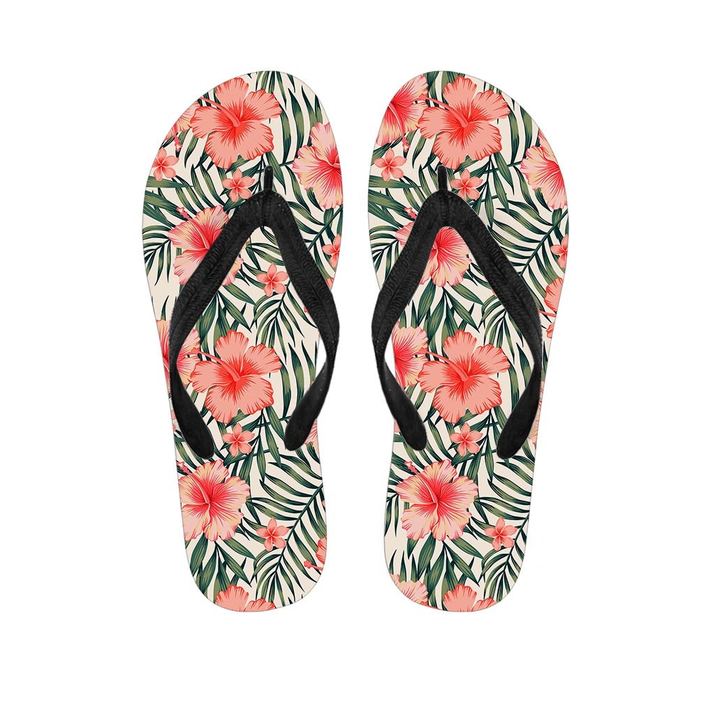 Exotic Tropical Hibiscus Pattern Print Flip Flops