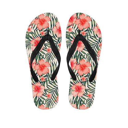 Exotic Tropical Hibiscus Pattern Print Flip Flops